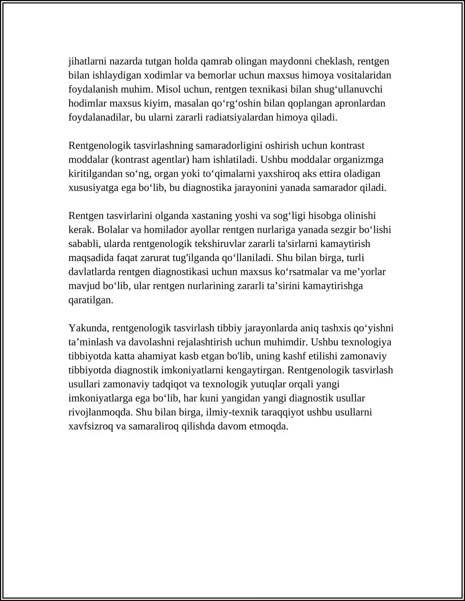 Rentgenologik Tekshirish Usullari: Rengtgenologik Tekshirish Usuli 4