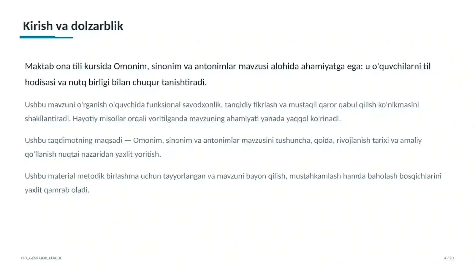 Omonim, sinonim va antonimlar (5-sinf) 4