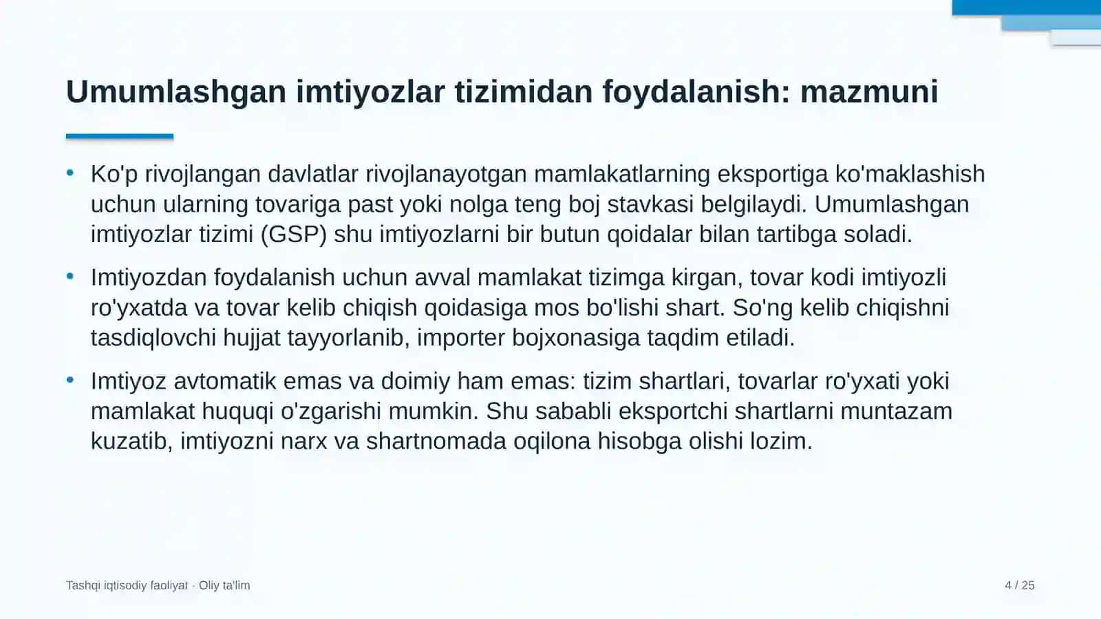 Arxitektura byurolarida umumlashgan imtiyozlar tizimidan foydalanish 4