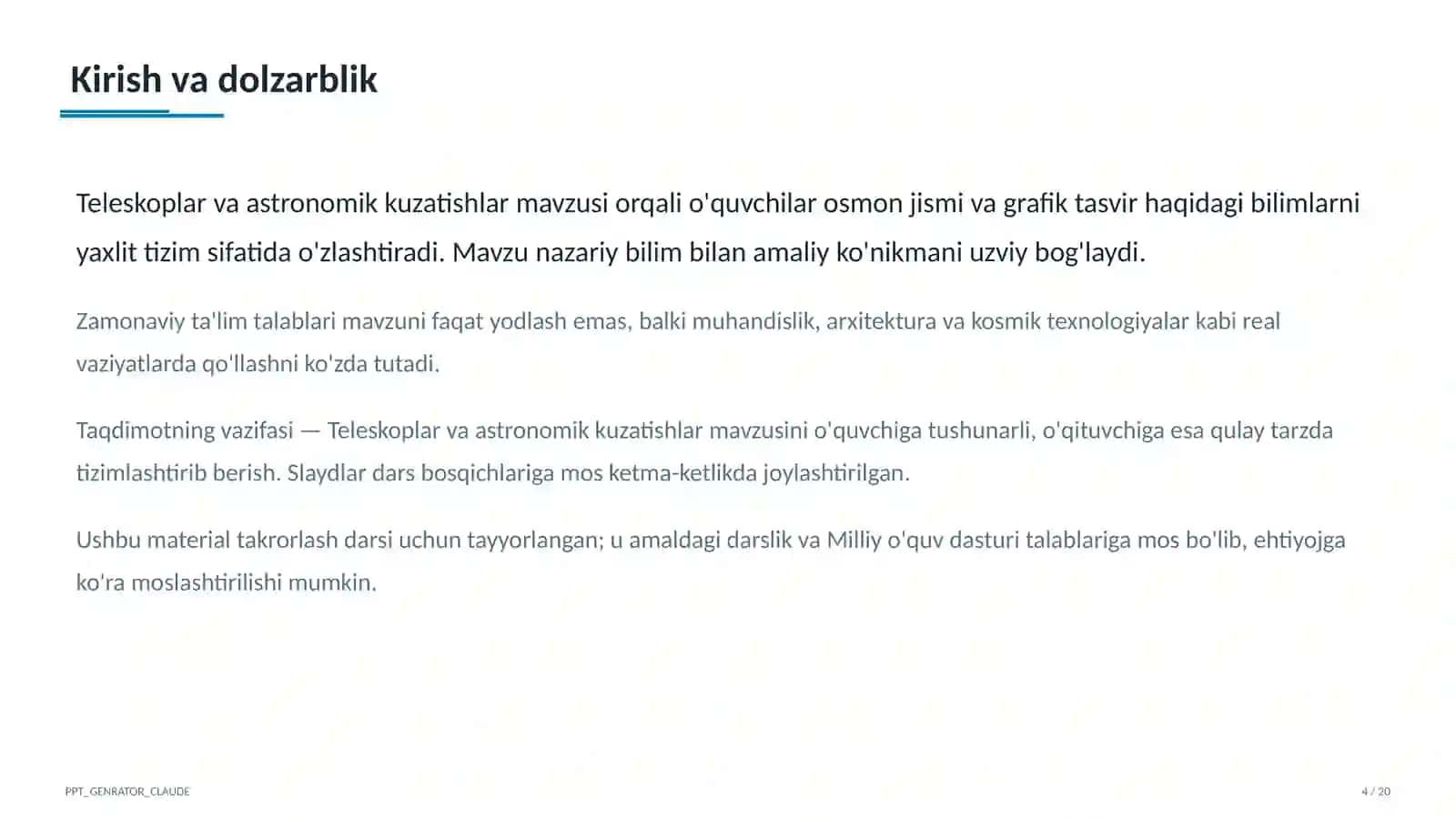 Teleskoplar va astronomik kuzatishlar (10-sinf) 4
