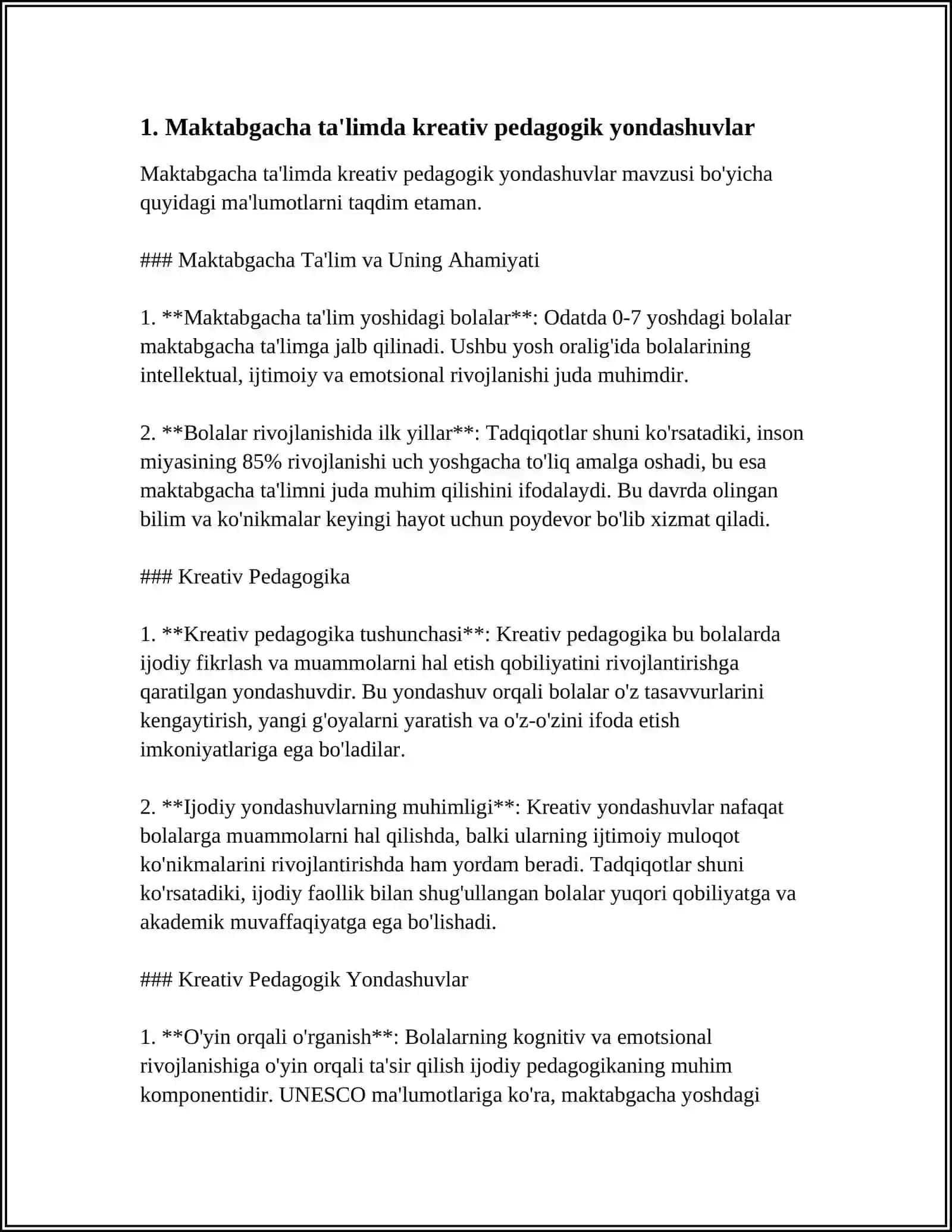BOLAJAK MAKTABGACHA TALIM PEDAGOGKLARINI KREATIV QOBILYATLARINI RIVOJLANTIRISH 4