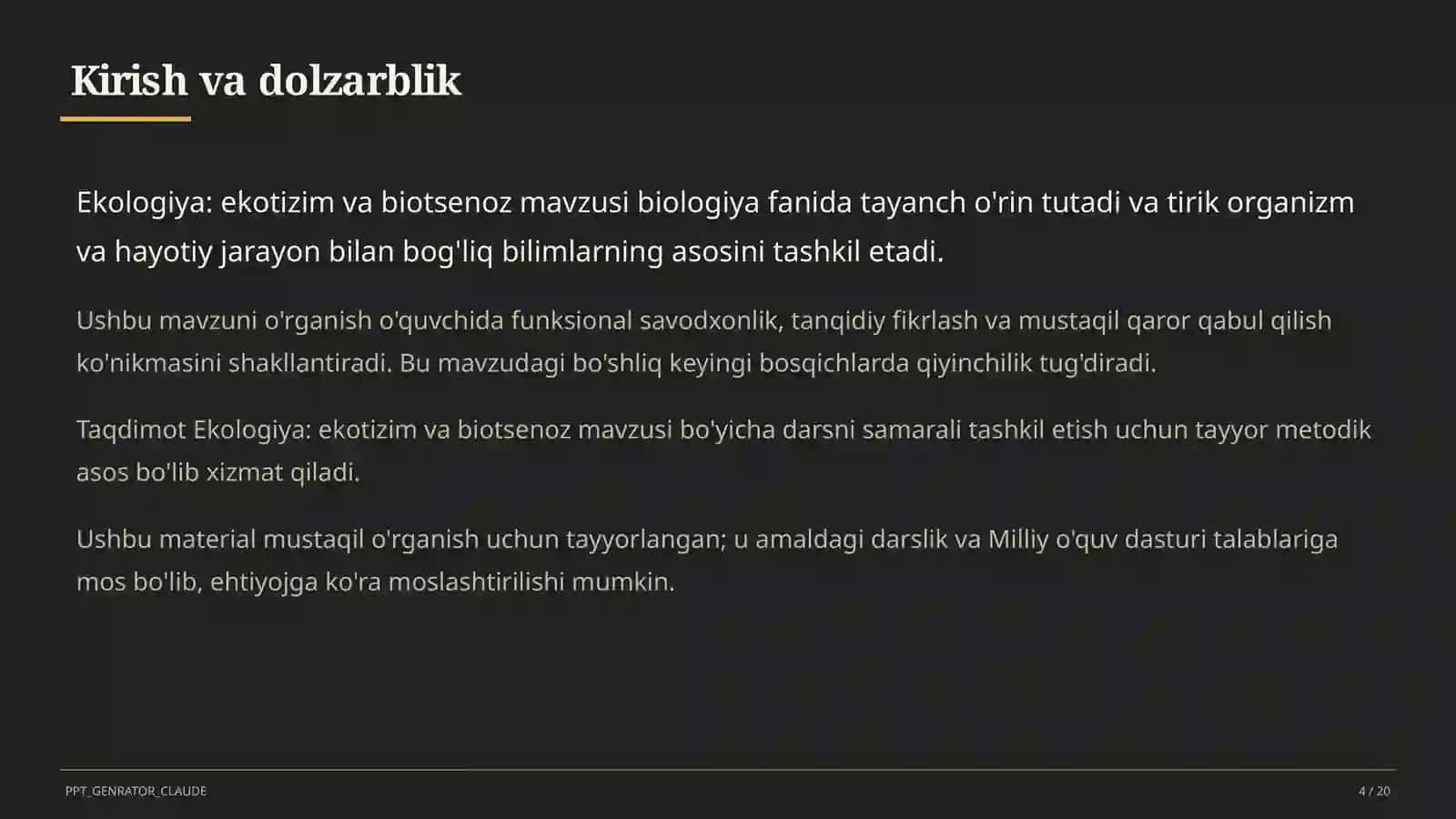 Ekologiya: ekotizim va biotsenoz (10-sinf) 4
