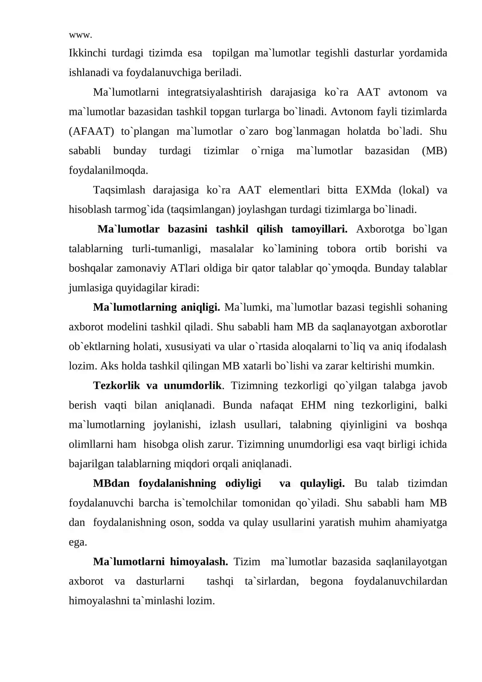 Ma`lumotlar bazasi va uni tashkil qilish tamoyillari 4