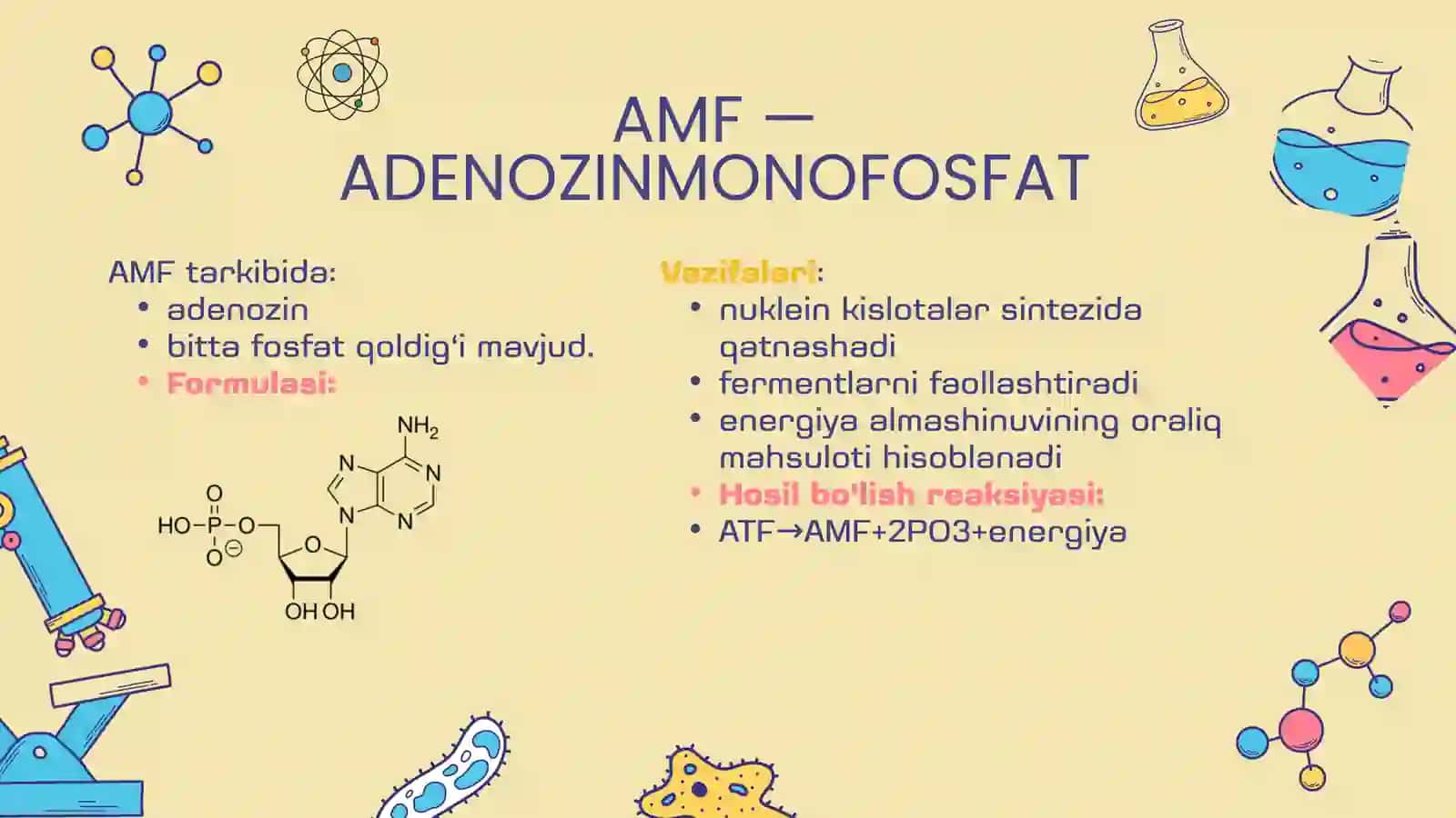 NUKLEOZIDPOLIFOSFATLAR. AMF, ADF, ATF VA MAKROERGIK BOG‘LAR 4