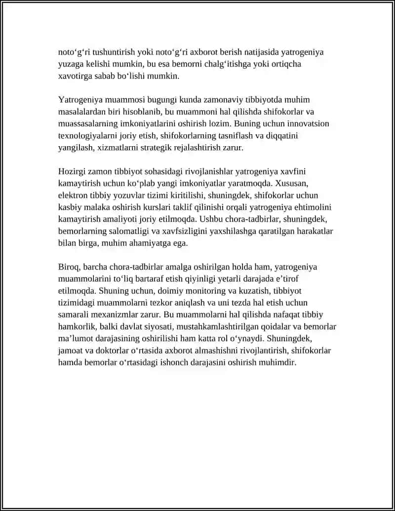 HOZIRGI ZAMON TIBBIYOTIDA YATROGENIYA MUAMOLARI 4