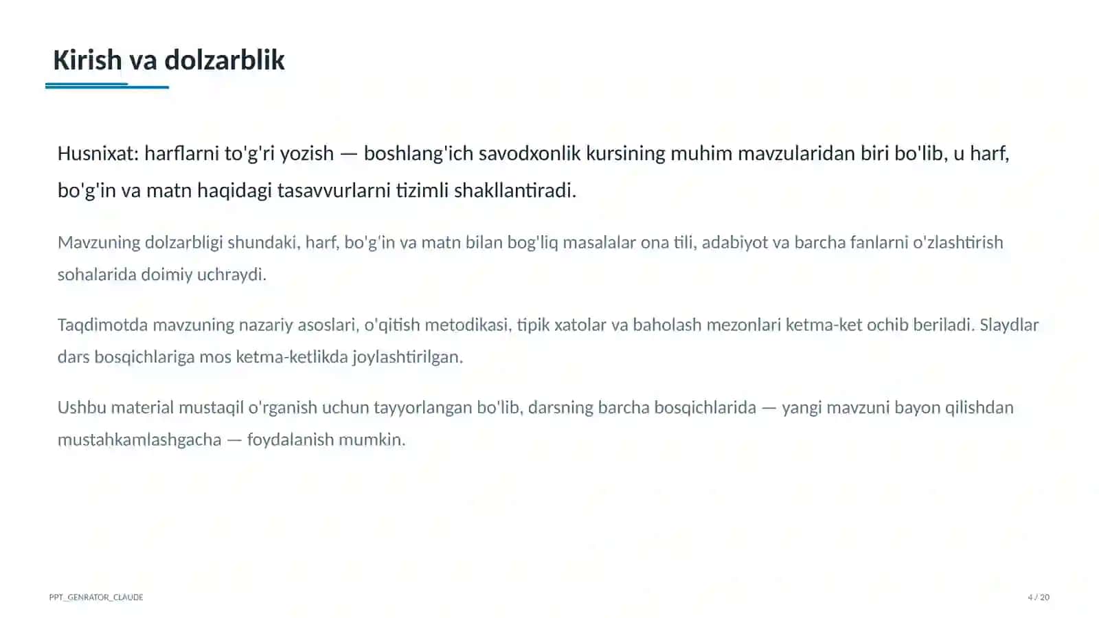 Husnixat: harflarni to'g'ri yozish (1-sinf) 4
