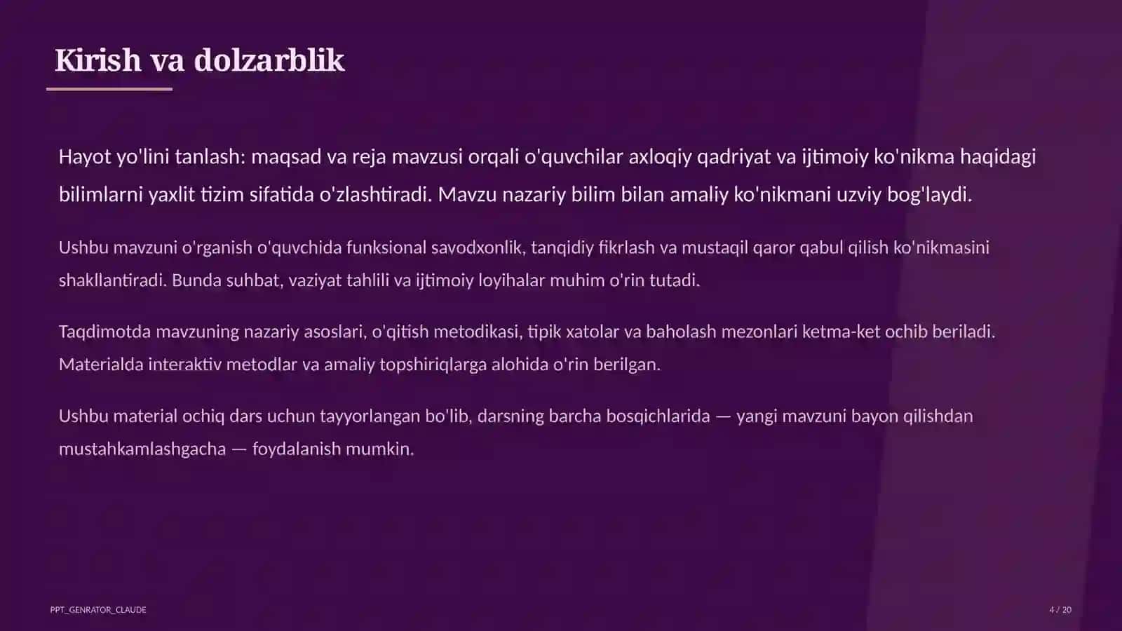 Hayot yo'lini tanlash: maqsad va reja (11-sinf) 4