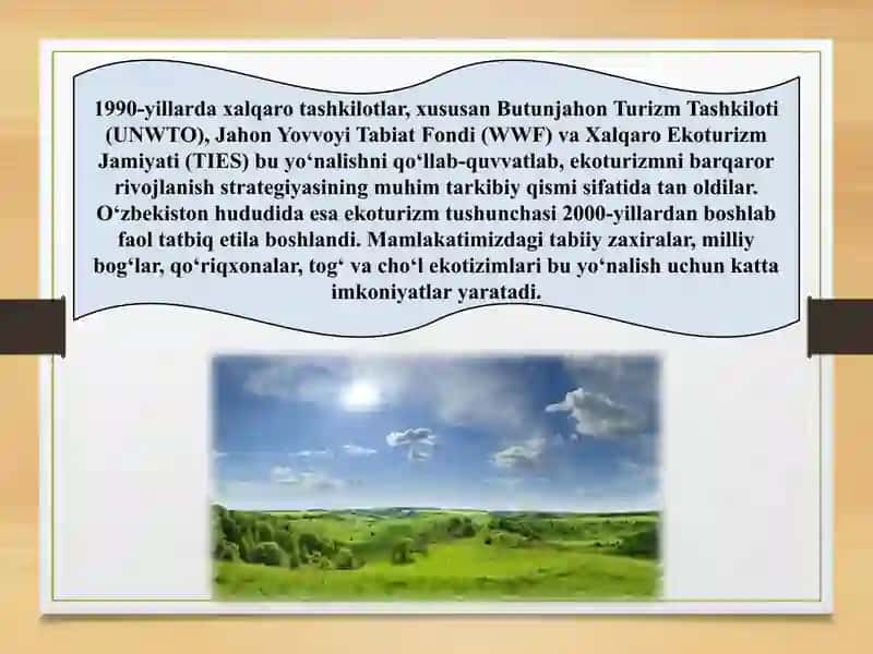 Ekoturizm tushunchasi maqsad va vazifalari 4