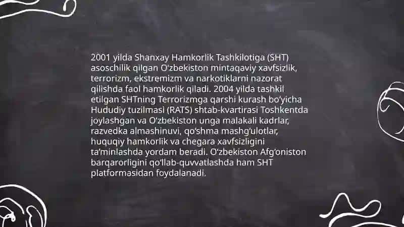 O‘zbekistonning xalqaro tashkilotlar bilan hamkorlik aloqalari 4