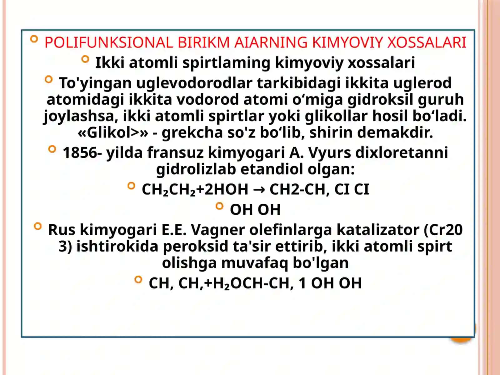 Polifunksional birikmalar vaularning kimyoviy xususiyatlari 4