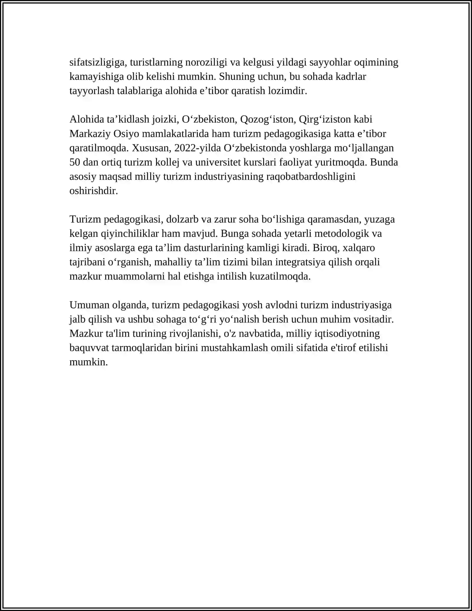 TURIZM PEDAGOGIKANING OʻQUVCHILAR VATANPARVARLIKNI TARBIYALASHDAGI IMKONIYATLAR 4