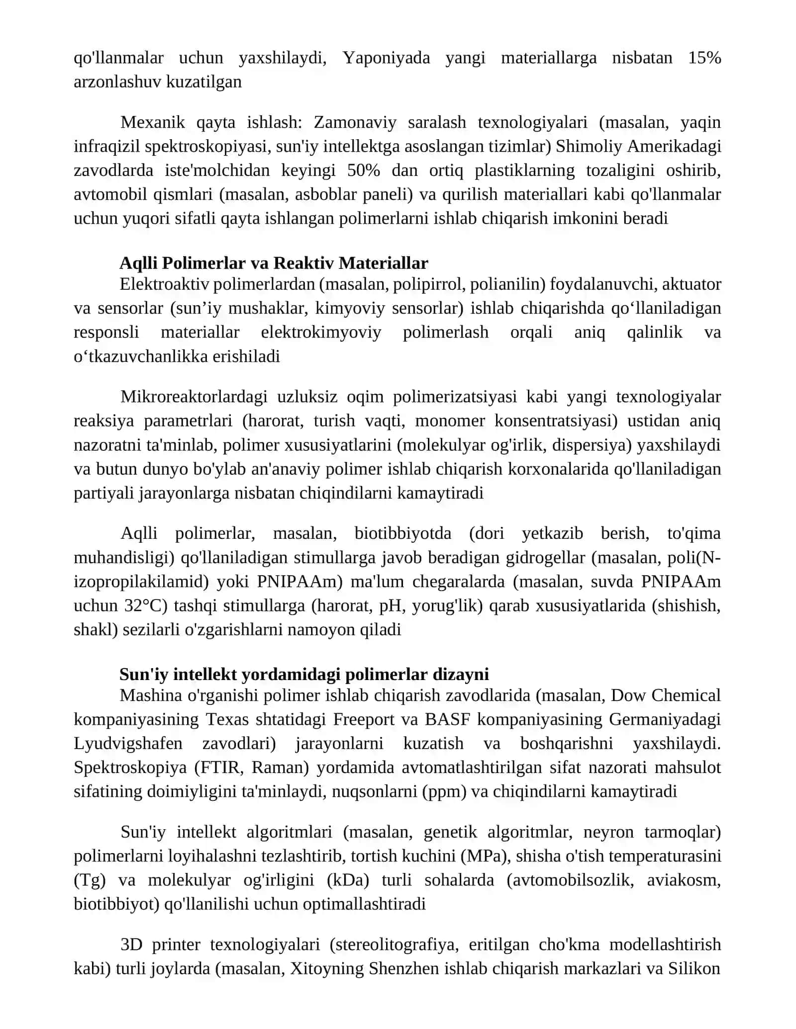 Polimer maxsulotlarini ishlab chiqarish sanoatida yangi texnologiyalar 4