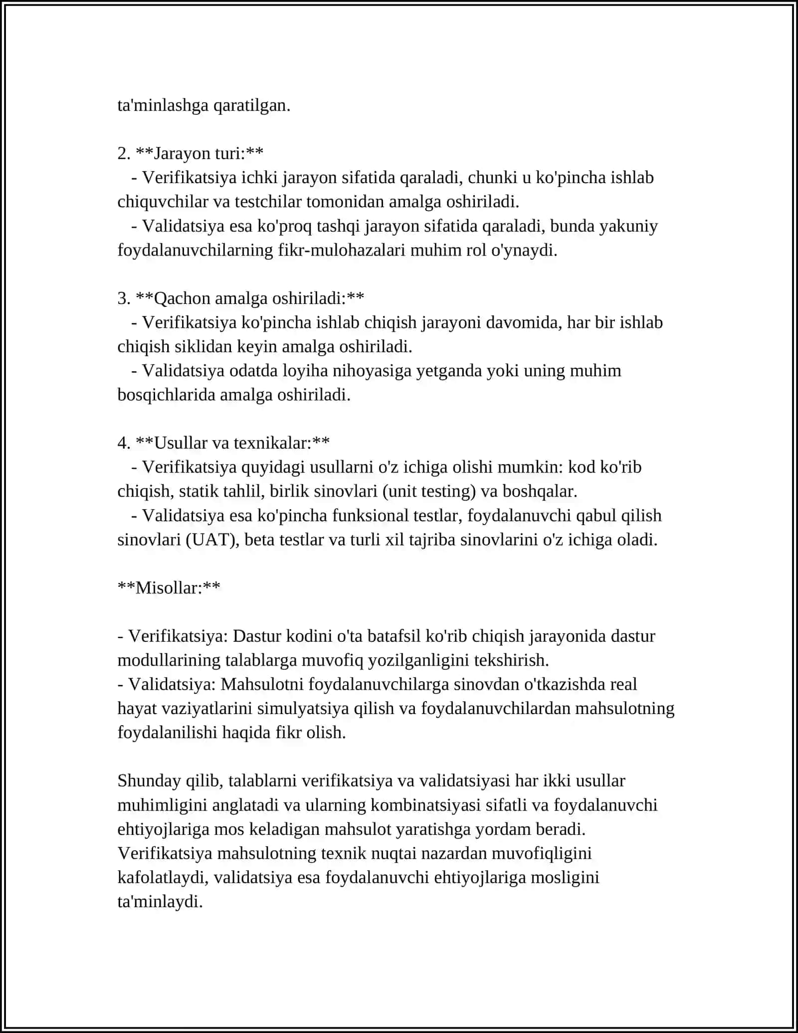 TALABLARNI VERIFIKATSIYA VA VOLIDATSIYA QILISH USULLARI 4
