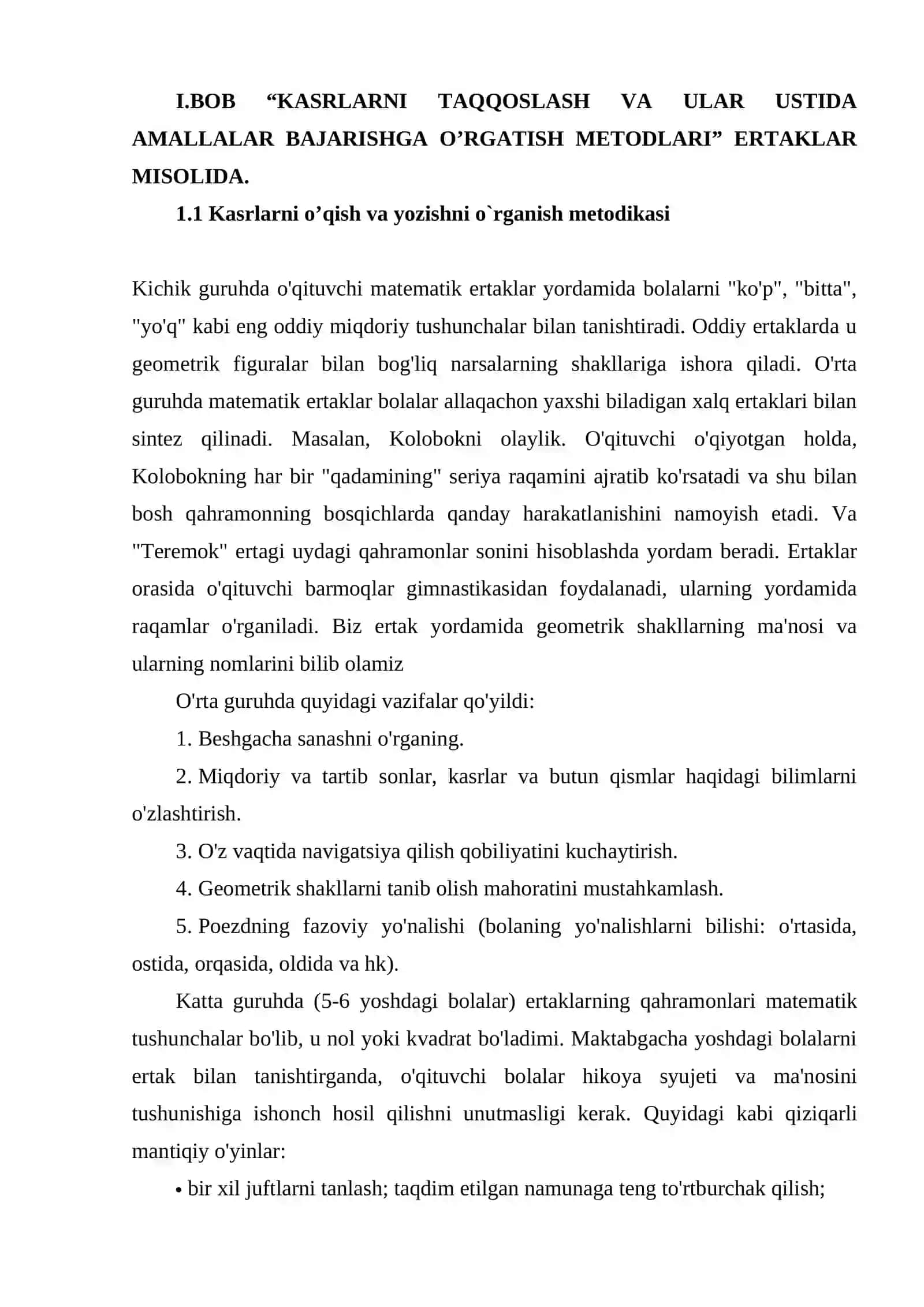 BOSHLANG'ICH SINF O'QUVCHILARIGA KASR SON XQIDA TUSHUNCHA BERISH METODIKASI 4