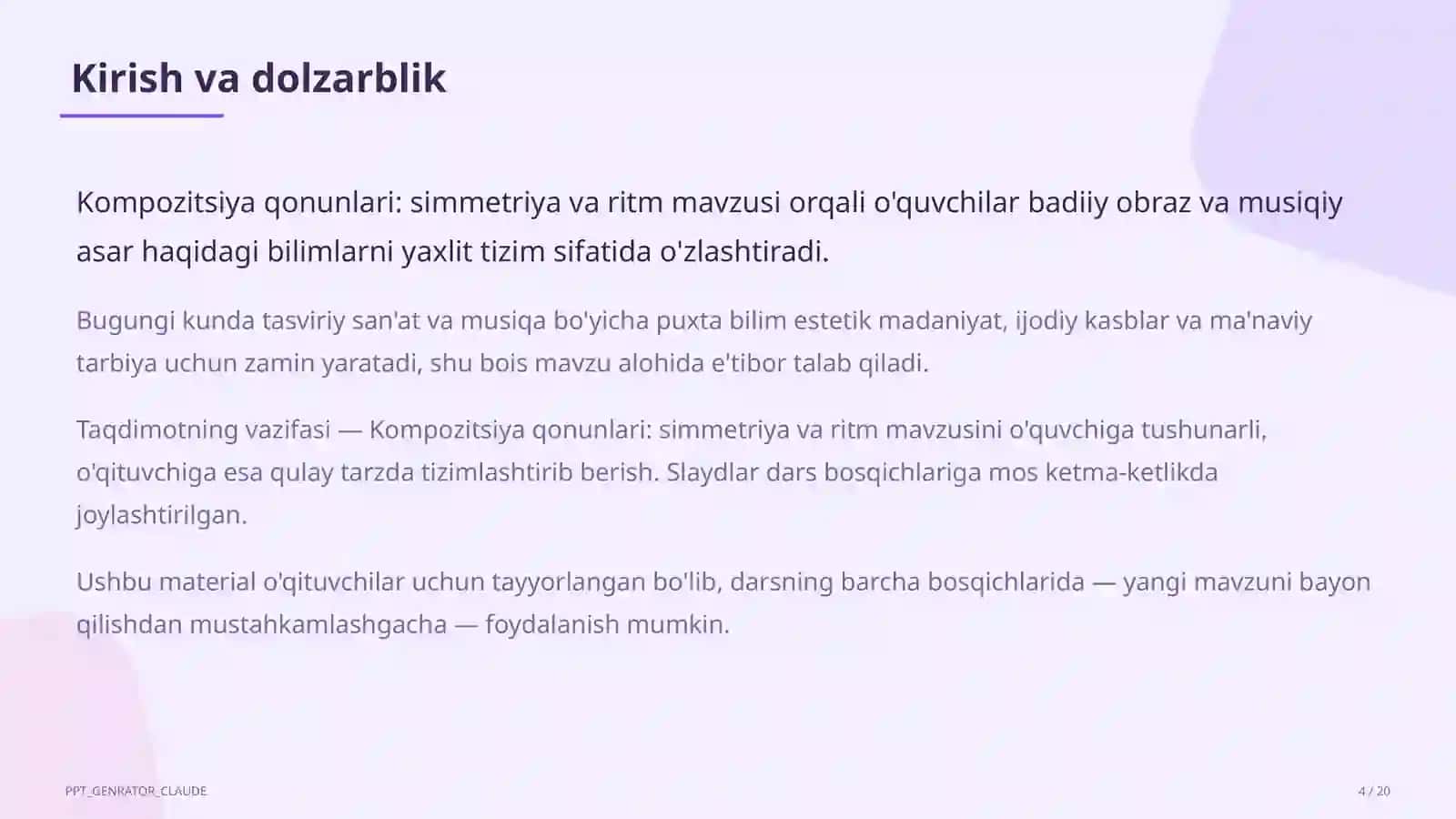 Kompozitsiya qonunlari: simmetriya va ritm (7-sinf) 4