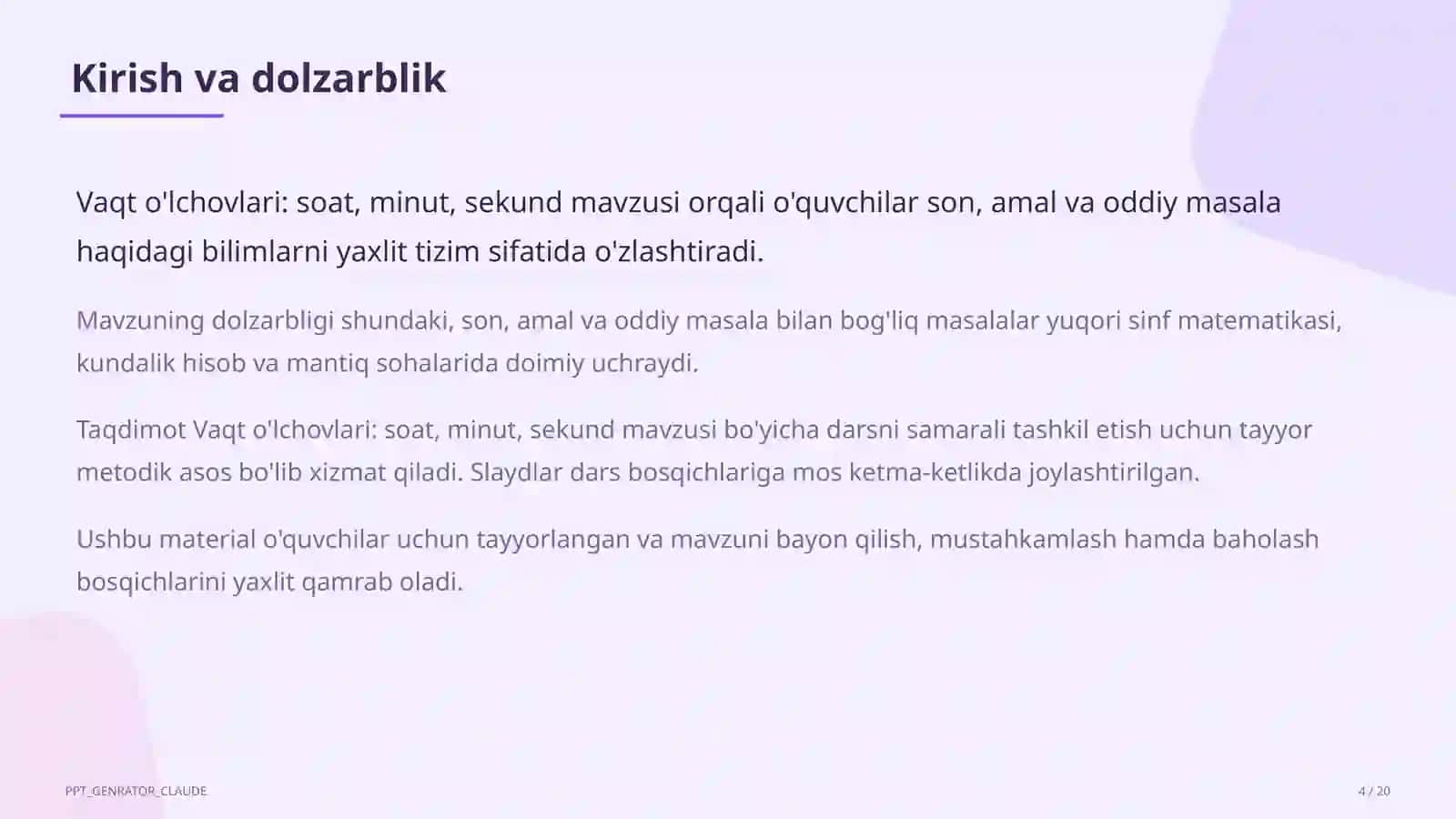 Matematika Dars Rejasi 4
