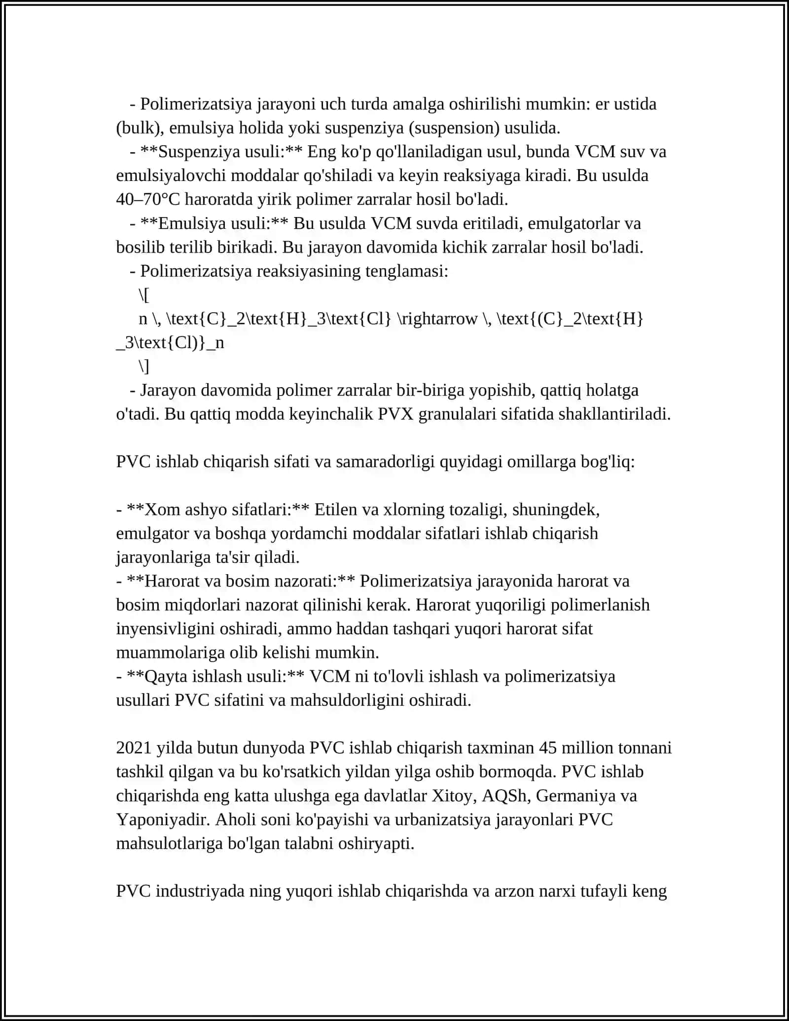 POLIVINILXLORIDNI SUSPENZIYADA ISHLAB CHIQARISH 4