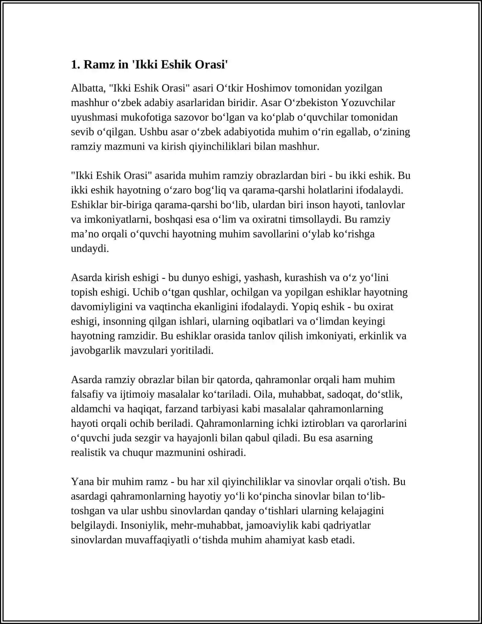 "IKKI ESHIK ORASI " ASARIDA RAMZ,LAKUNA VA KO'CHIMLARNI TOPISH 4