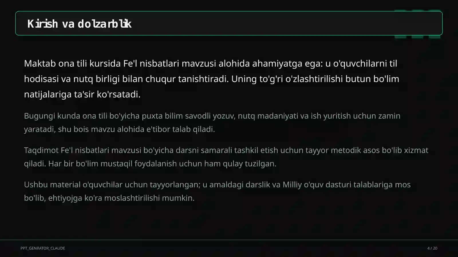 Fe'l nisbatlari (7-sinf) 4