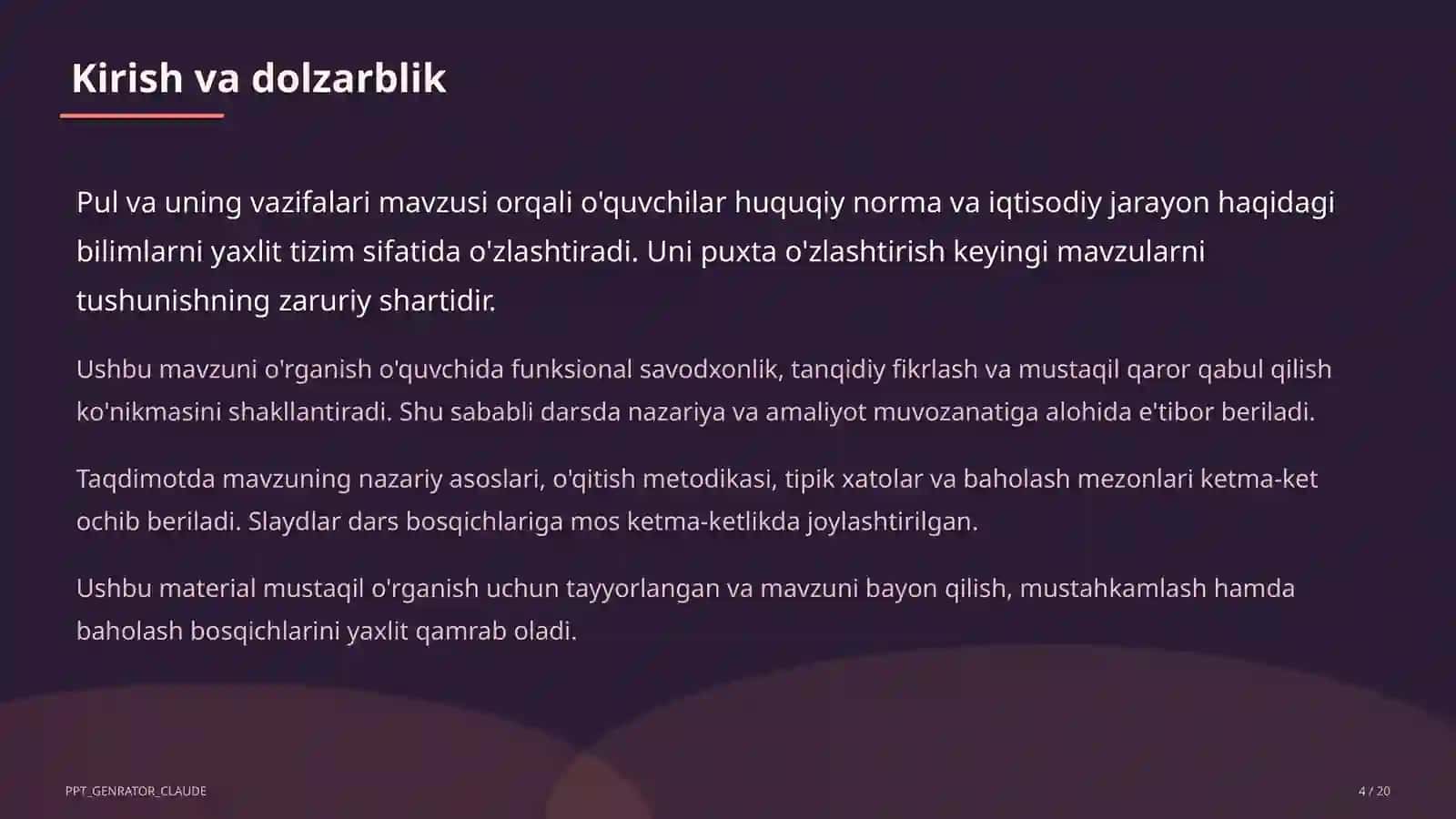 Pul va uning vazifalari (9-sinf) 4