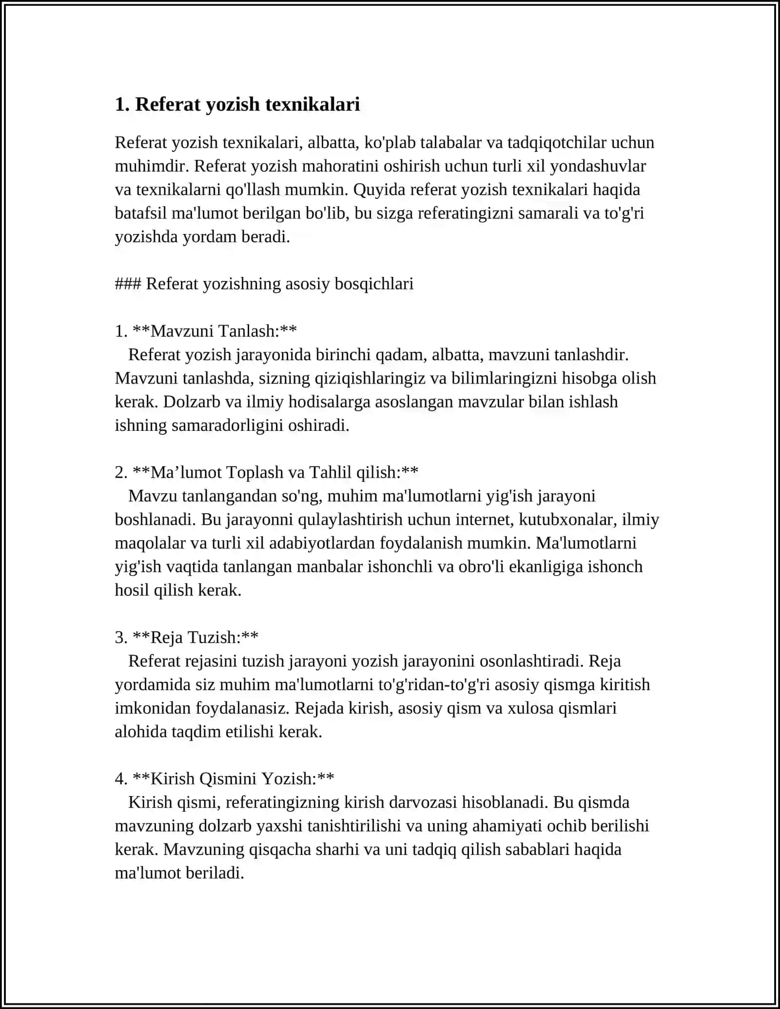 AKADEMIK YOZUVNING ASOSIY JANRLARI (REFERAT, TAQRIZ, ANALITIK....) 4