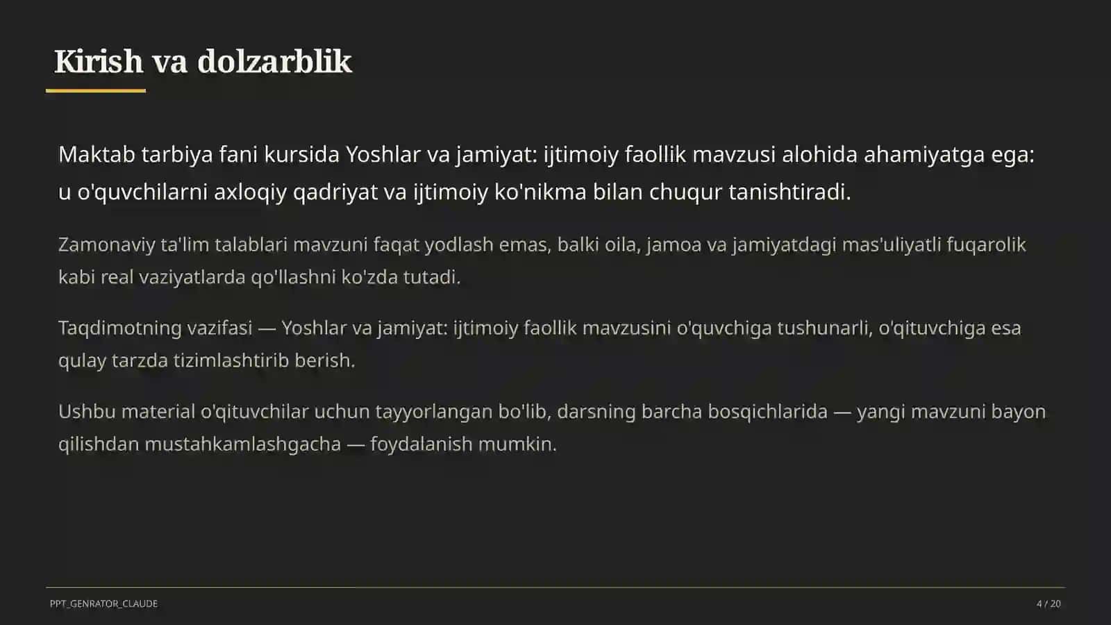Yoshlar va jamiyat: ijtimoiy faollik (10-sinf) 4