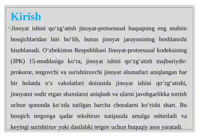 Jinoyatishiniqo‘zg‘atish, uning sabablari va asoslari 4