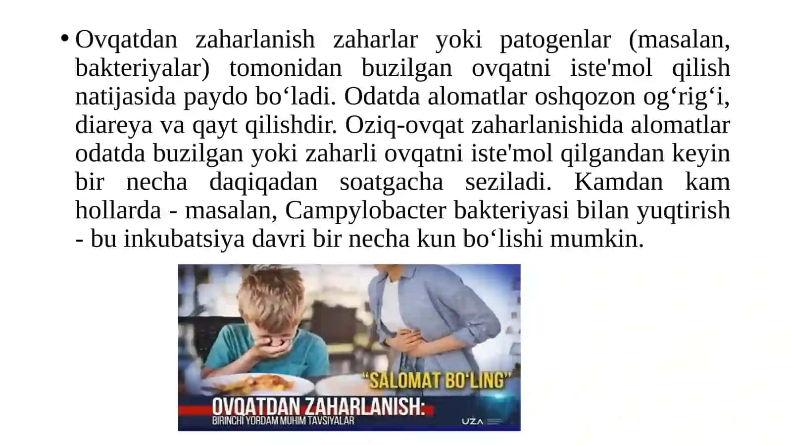 Ovqatdan zaharlanish kasalliklari proteya, kampilobakter, ichaktayoqchasi va listeriyalar. Ichak guruhi bakteriyalarning seroidentifikatsiyasi 4