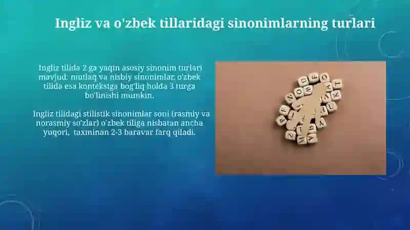 Sinonimiya va antonimiya hodisalari: ingliz va oʻzbek tillarida qiyosiy tahlil 4
