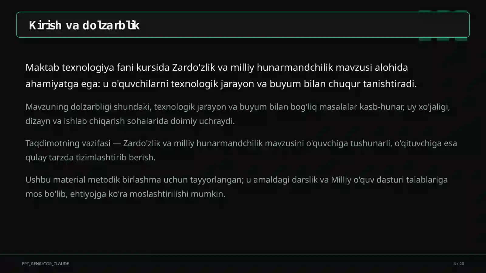 Zardo'zlik va milliy hunarmandchilik (8-sinf) 4