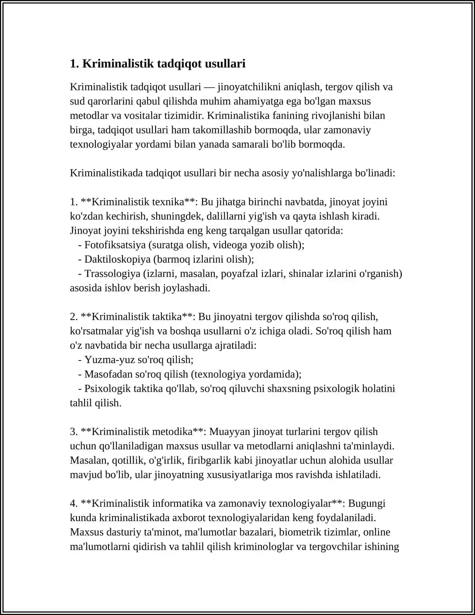 KRIMINALISTIKADA QO’LLANILADIGAN METODLAR TASNIFI 4