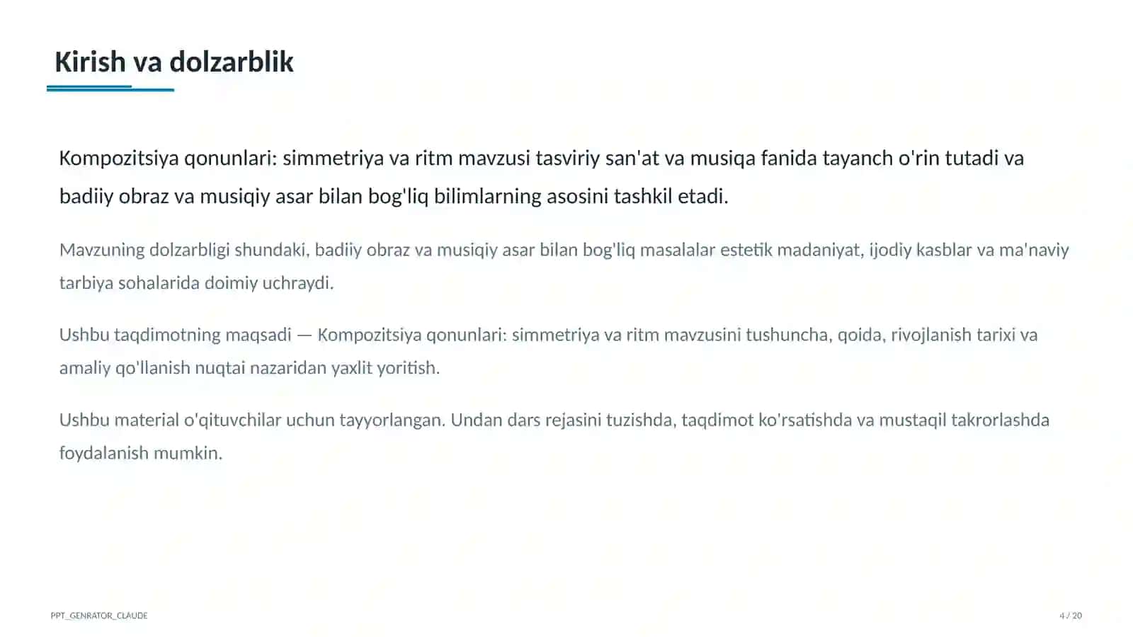 Kompozitsiya qonunlari: simmetriya va ritm (7-sinf) 4