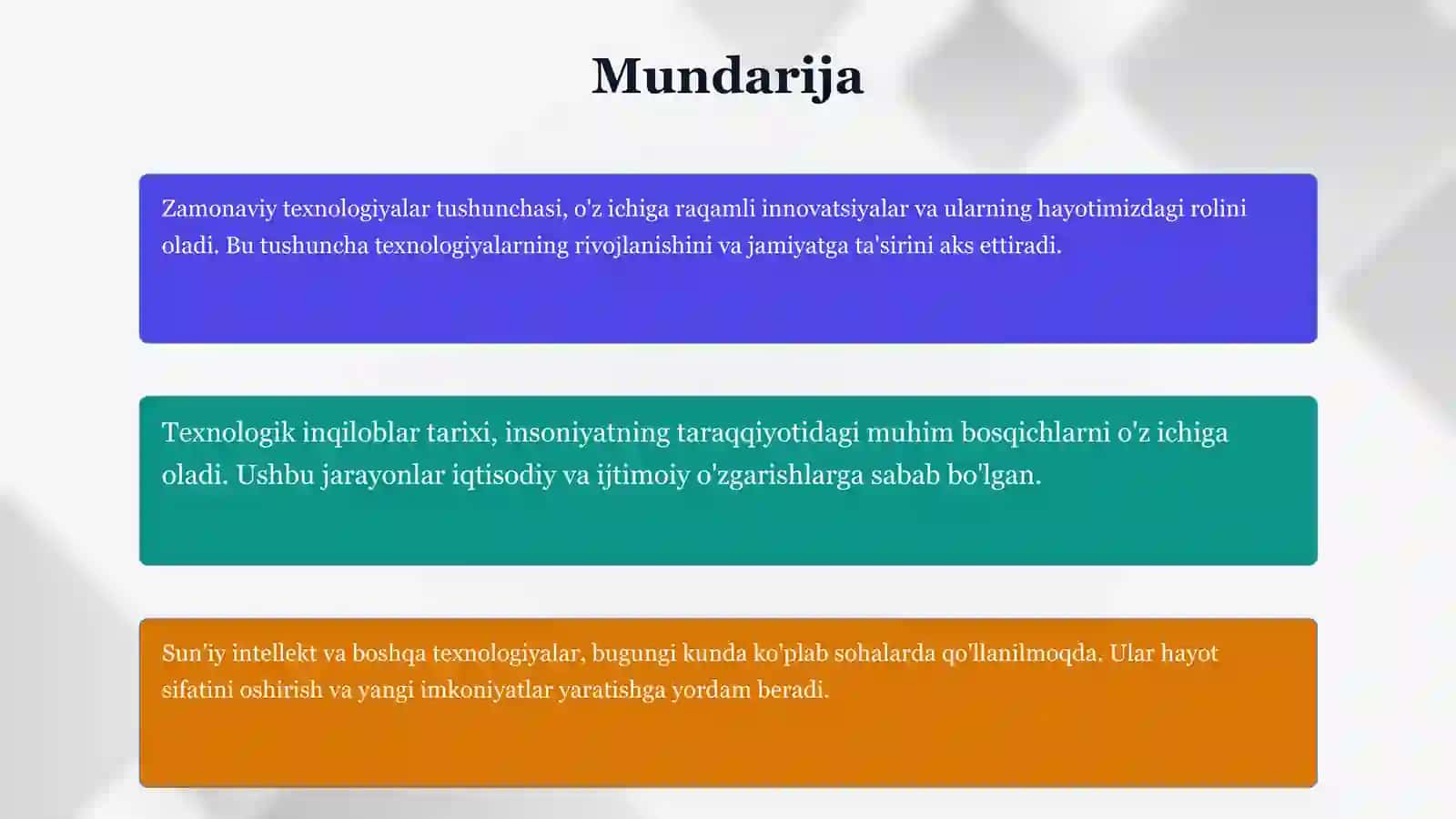 Zamonaviy texnologiyalar va ularning kelajakka ta'siri | Professional PPTX taqdimot (15 slayd) 4