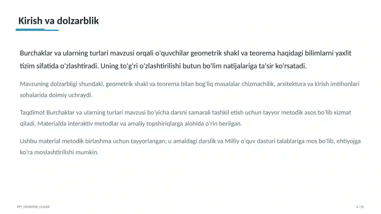 Geometriya (7–11) — metodik birlashma uchun 4