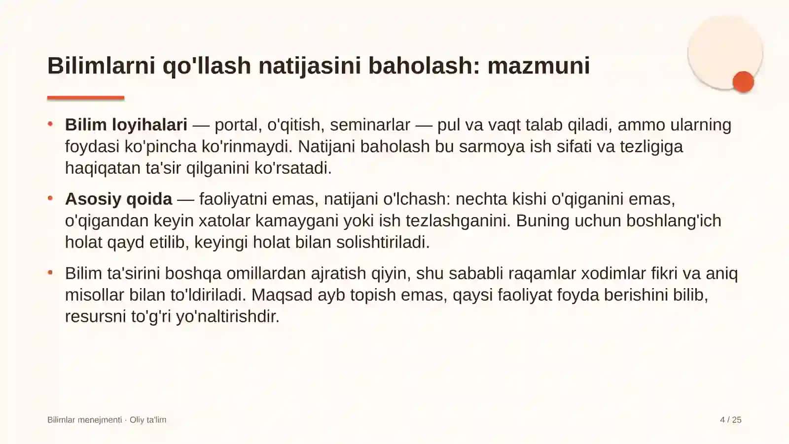 Eksport faoliyatida bilimlarni qo'llash natijalarini baholash 4