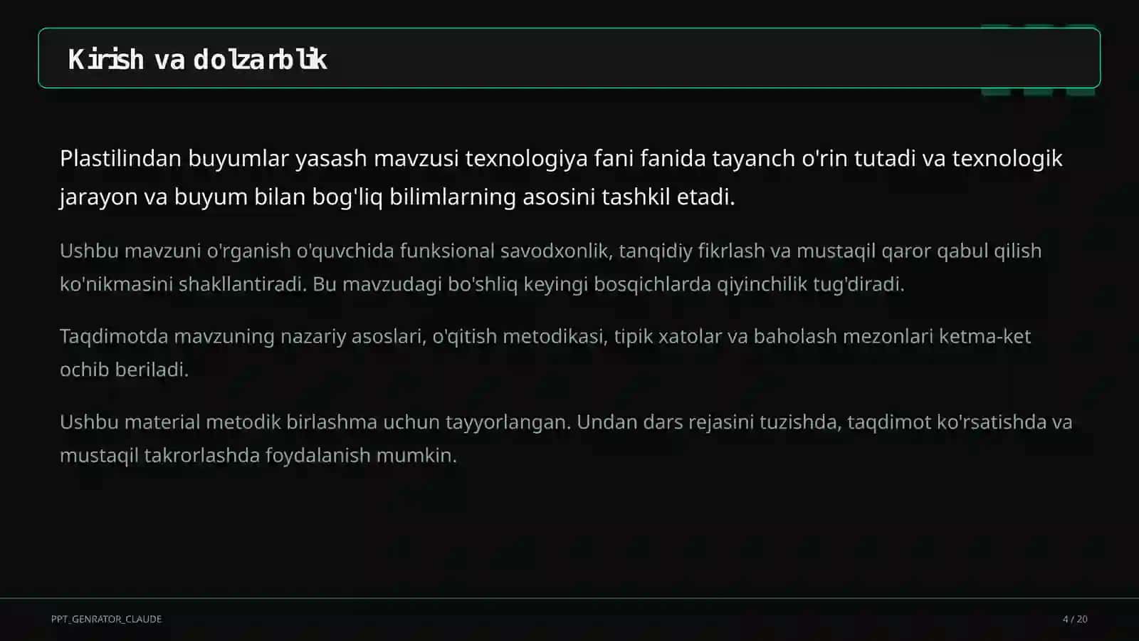 Plastilindan buyumlar yasash (1-sinf) 4