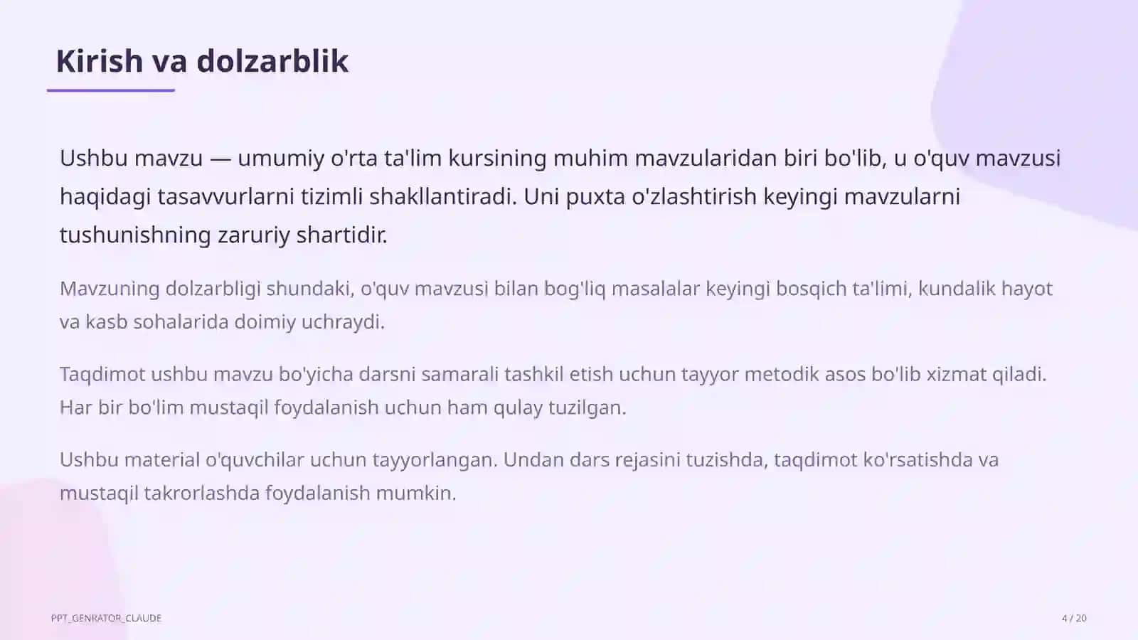 Boshlang'ich sinfda kitobxonlik odati: kunlik o'qish va maktab kutubxonasi 4