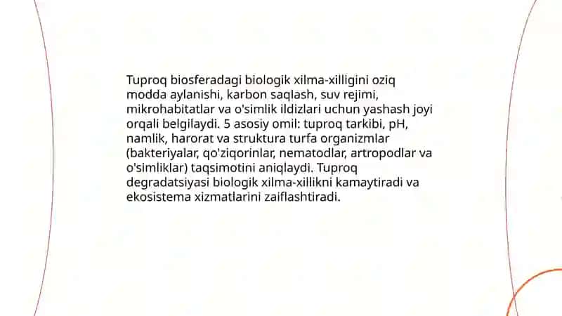 Tuproq qoplamining biosfera va ishlab chiqarishdagi roli va ahmiyati 4