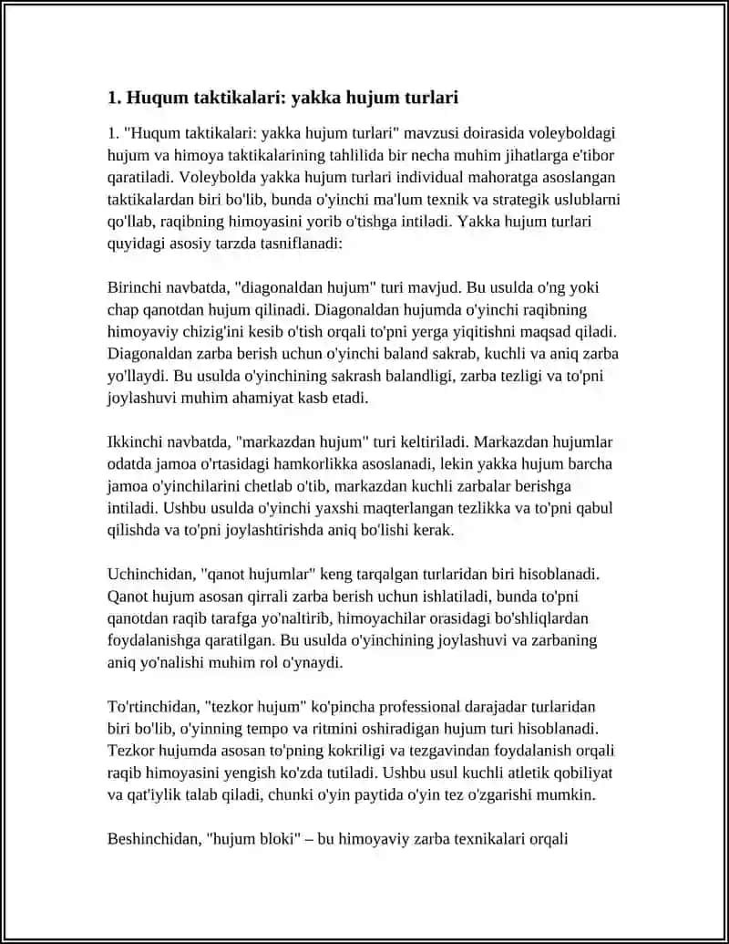 VOLEYBOL HUJUMI VA HIMOYA TAKTIKALARINING TASNIFI 4