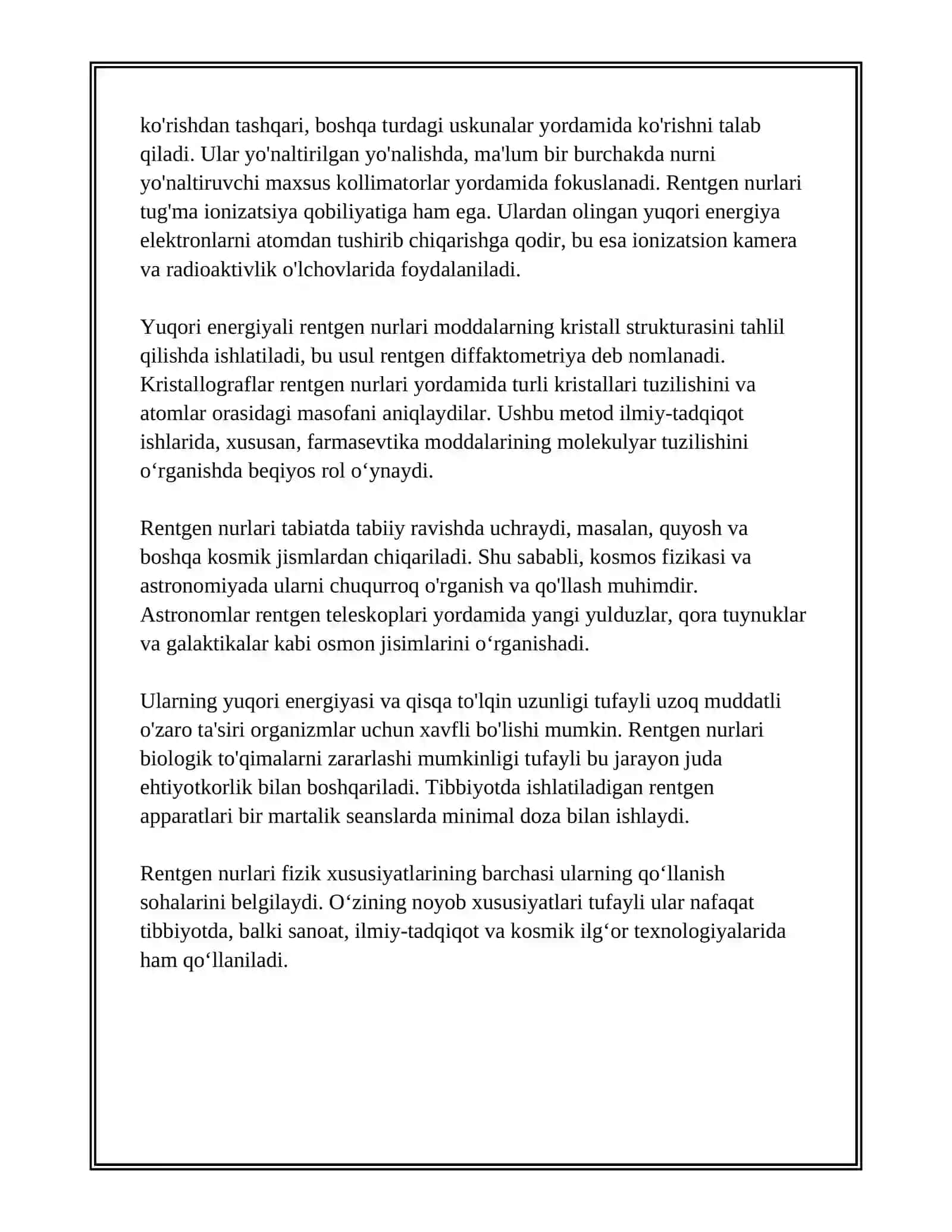 RENTGEN NURLARI VA ULARNING QO'LANILISHI 4