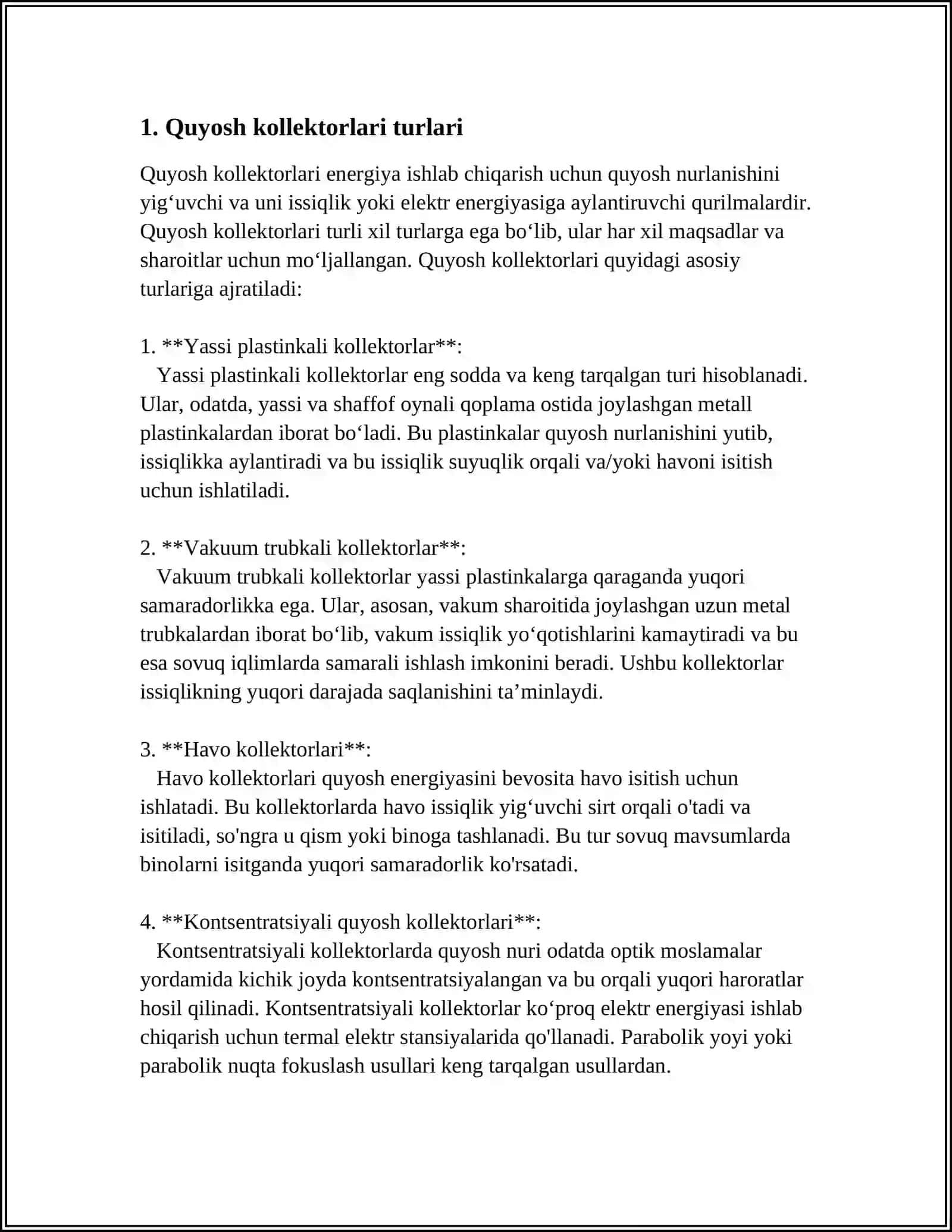 Yassi Quyosh Isitish Kollektorlari 4