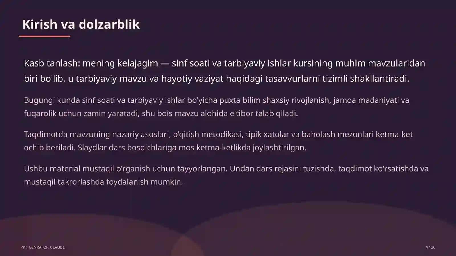Sinf soati va tarbiyaviy tadbirlar 4