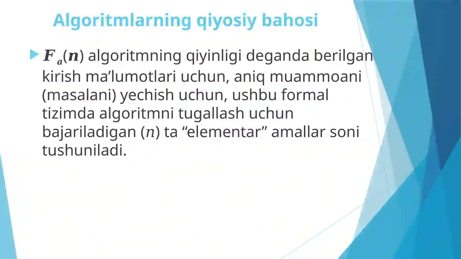 Chiziqli algoritmlar. Sikllar. Integrallarni taqribiy hisoblash usullari, samaradorligi. Matrisalarni ko’paytirish. 4