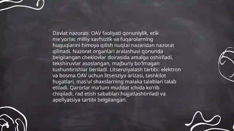 Oʻzbekiston Respublikasida ommaviy axborot vositalaring faoliyati 4