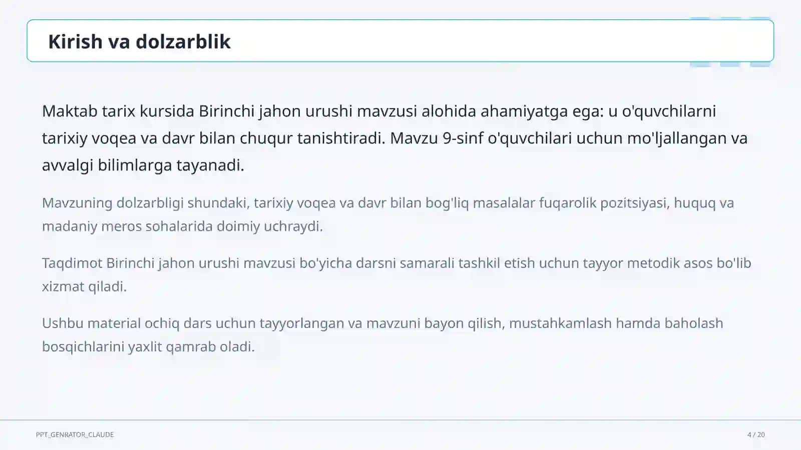 Birinchi jahon urushi (9-sinf) 4