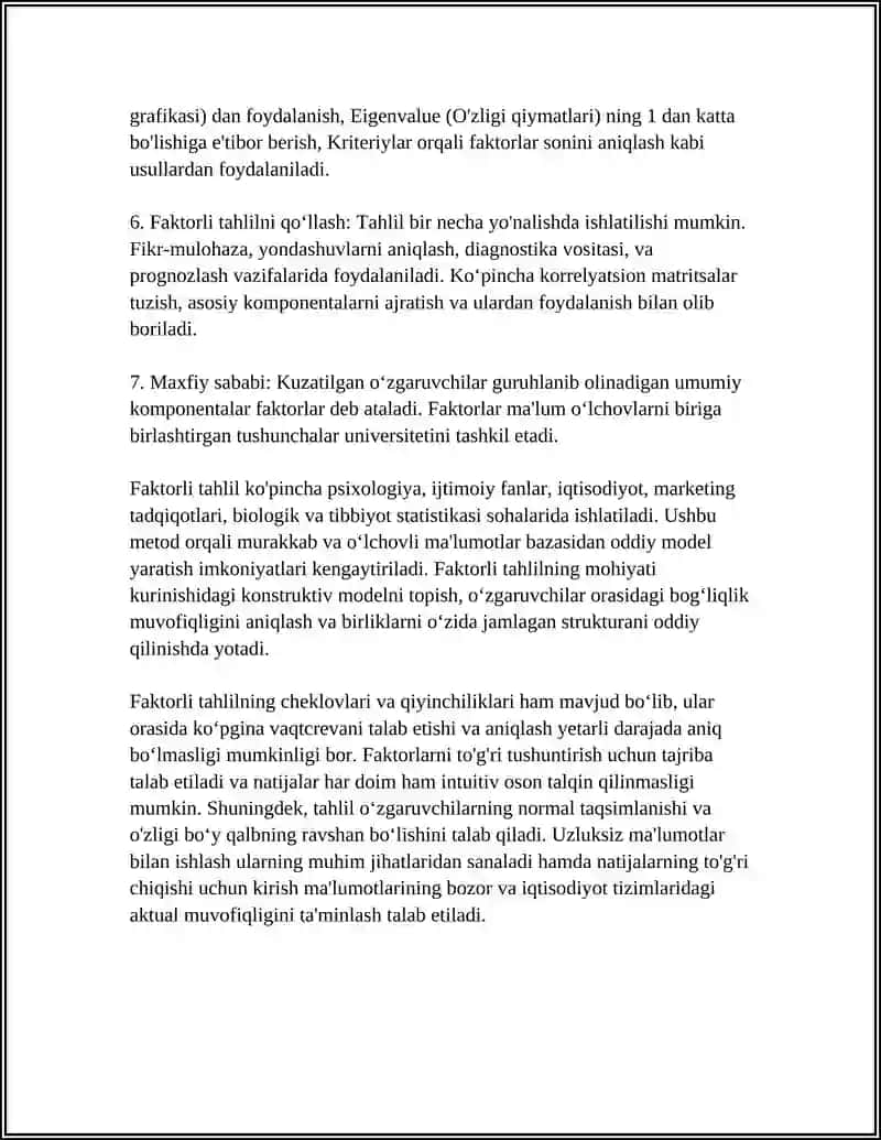 FAKTORLI TAHLIL KOʻP TOMONLAMA ISHLOV BERISH KLASTER TAHLIL 4