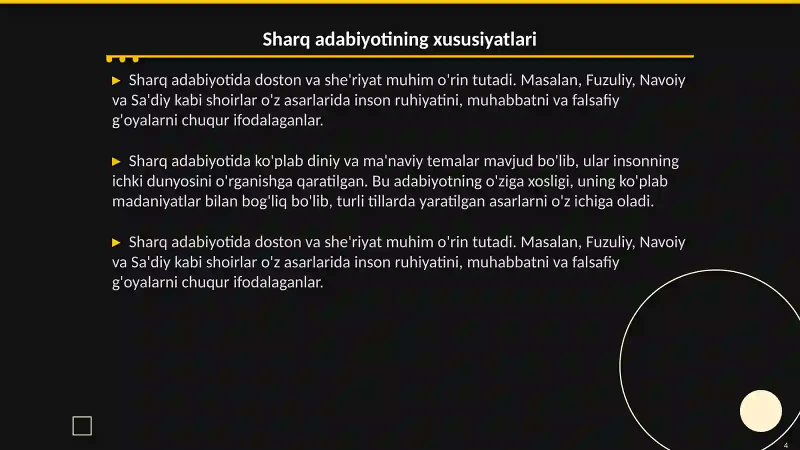 O'rta asr adabiyoti (Sharq va G'arb) 4