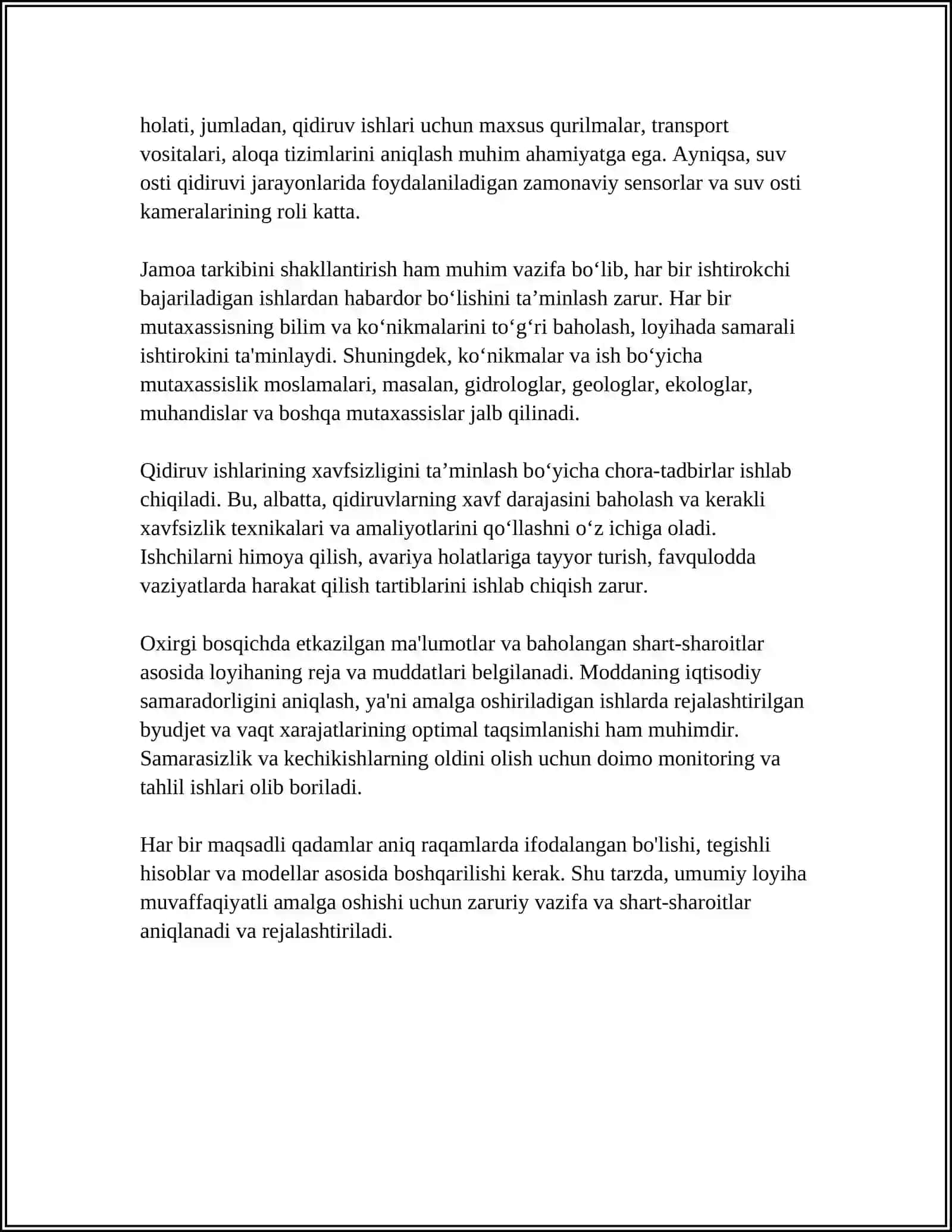 KO'PRIK KECHUVLARI QIDIRUV ISHLARINI TAYYORGARLIK DAVRI 4