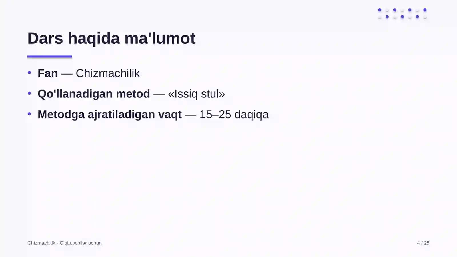chizmachilik darslarida issiq stul metodidan foydalanish 2597 4