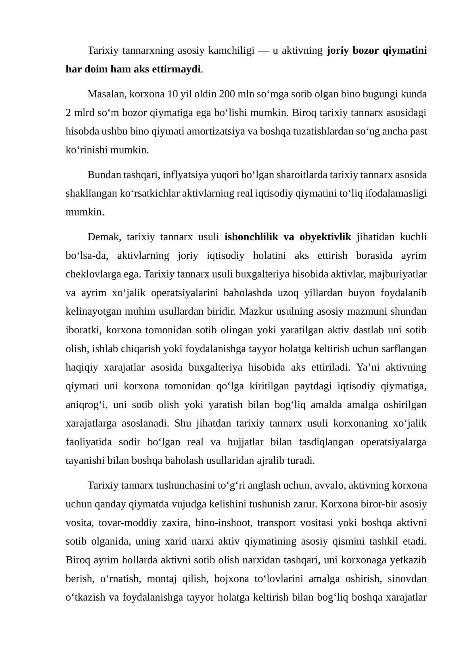TARIXIY TANNARX VA ADOLATLI QIYMAT USULLARINI TAQQOSLASH 4